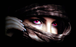 Woman red eyes scarf black - egyptian art free wallpaper for desktop