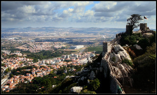 Castle hilltop cityscape sunset bridge - a view of a city free wallpaper