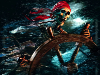 Pirate ship ocean skull red - a pirate free wallpaper