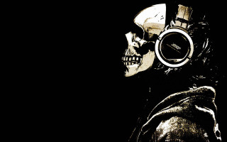 Skeleton headphones jacket clock dark - a skeleton free wallpaper for desktop