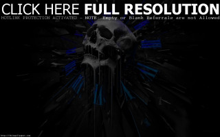 Skull black background blue lines - blue line free wallpaper