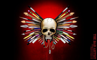 Skull pencils knife mouth image - banksy free wallpaper for desktop