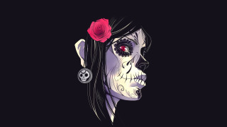 Woman rose skull hair head - a rose free wallpaper