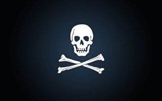 Skull crossbones dark background white 2 - symbol free wallpaper