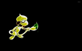 Cartoon green yellow leaf holography - a white outline free wallpaper for desktop