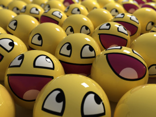 Yellow balls faces painted group 2 - cheerful free wallpaper