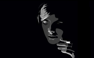 Woman smoking cigarette dark night 2 - dark shadow free wallpaper