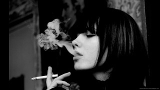 Woman smoking blackwhite man background - a woman smoking free wallpaper for desktop