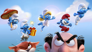 Cartoon characters flying gift box - a gift free wallpaper