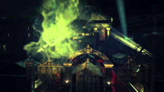 Large green fire building night - aya goda free wallpaper for desktop