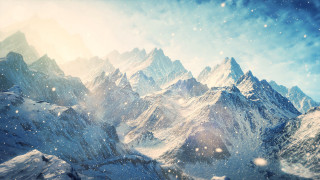 Snowy mountain range sun clouds 2 - a snowy mountain range free wallpaper