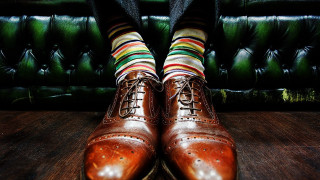 Brown shoes colorful socks striped - colorful accent free wallpaper