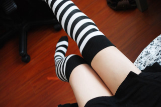 Woman black white striped socks - photo free wallpaper