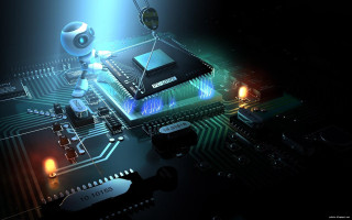 Robot circuit board light shining - a robot free wallpaper