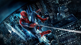 Spider man flying city night 2 - a spider man free wallpaper