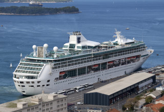 Cruise ship docked harbor city - art green free wallpaper