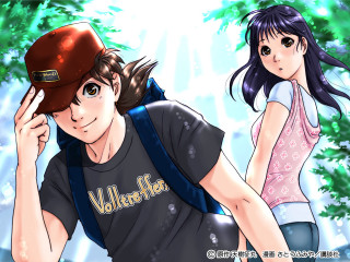 Man woman walking forest trees - a man and a woman free wallpaper