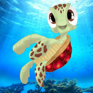 Cartoon turtle swimming red ball - anthony angarola free wallpaper for tablet