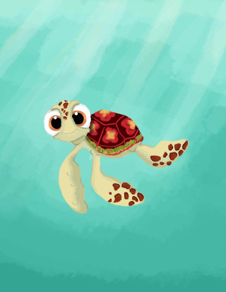Cartoon turtle swimming ocean big 2 - a digital painting free wallpaper for mobile