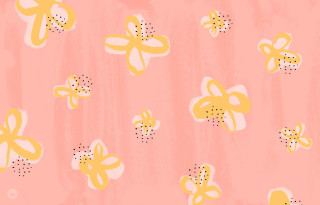 Pink yellow wallpaper flowers dots - the bottom of the wall free wallpaper
