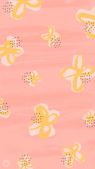 Pink background yellow white flowers - dot free wallpaper for mobile