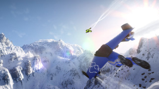 Snowboarder flying mountain range bird - the air free wallpaper