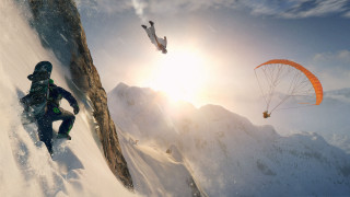 Man climbing snowy mountain parachute 2 - cliff childs free wallpaper