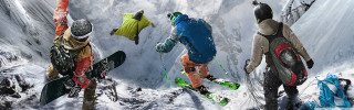 Snowboarders mountain slope snowfall action - fabien charuau free wallpaper