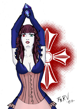 Woman corset red white flower - claire falkenstein free wallpaper for mobile