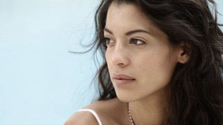 Woman long hair necklace blue 6 - long hair and a necklace free wallpaper