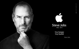 Steve jobs black white apple - the left side of the image free wallpaper
