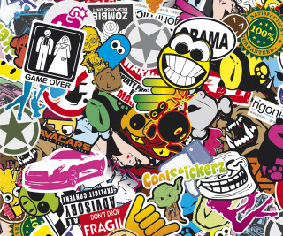 Colorful sticker pile variety wall - sticker free wallpaper for desktop