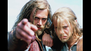 Two men long hair pointing - one hand free wallpaper for desktop