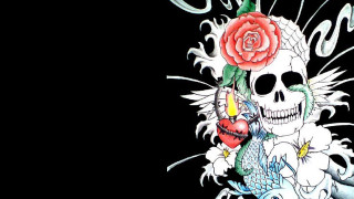 Skull rose fish back rose - punk art free wallpaper for desktop