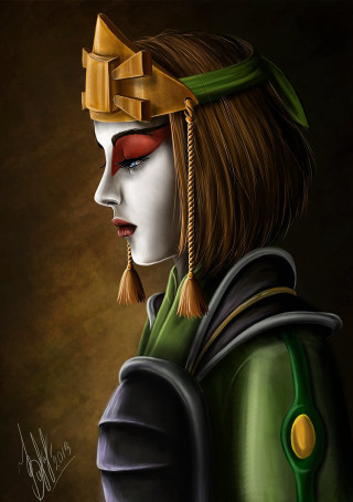 Woman helmet green dress gold - fantasy character portrait free wallpaper