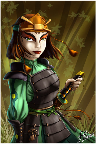 Woman green dress hat cell - cloisonnism free wallpaper for mobile