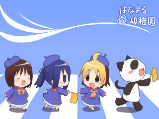 Cartoon characters walking street panda - a street together free wallpaper