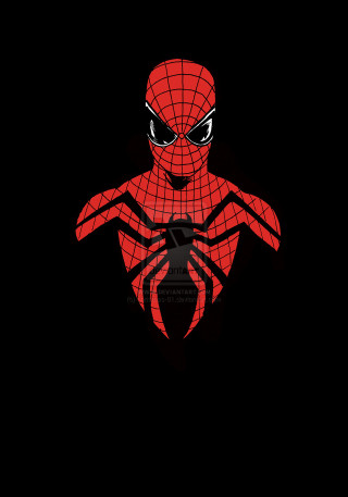 Spider man black background red - digital art free wallpaper for mobile
