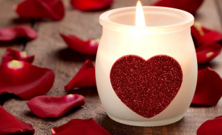 Candle heart rose petals wooden - candle free wallpaper