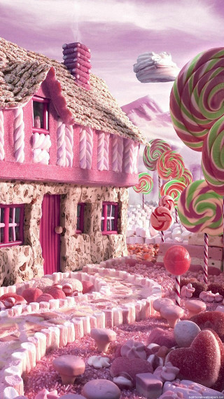 Pink house candy land architecture - a house free wallpaper for mobile