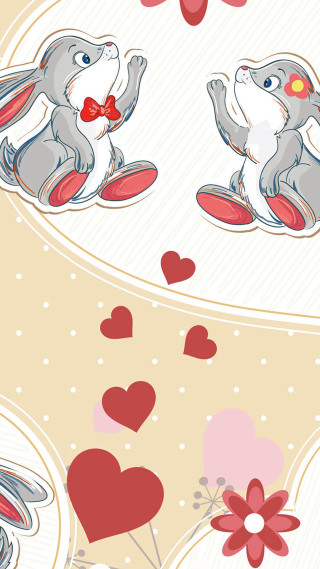 Rabbit bowtie red heart hearts - heart free wallpaper for mobile