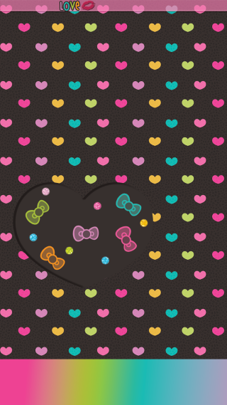Heart bows rainbows black background - toyism free wallpaper for mobile