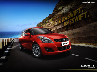 Red car driving cliff side - a road next free wallpaper for desktop