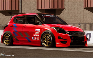 Red car yellow rim race - a race track free wallpaper