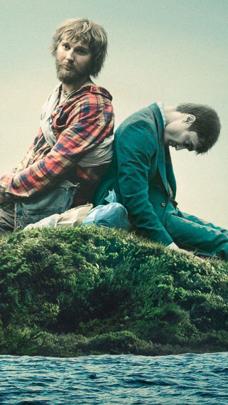 Two men island water sky - the background and a sky in the background free wallpaper