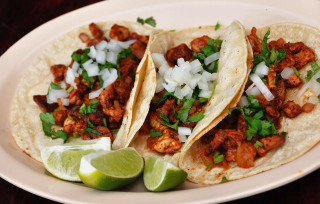 Three tacos meat onions cilantro - meat free wallpaper
