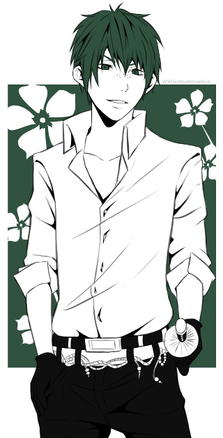 Green haired man flower background - modern free wallpaper for mobile