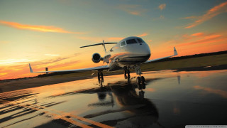 Small plane parked runway sunset - the runway free wallpaper