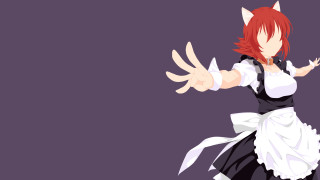 Woman dancing redhair cat ears - lineart free wallpaper for desktop