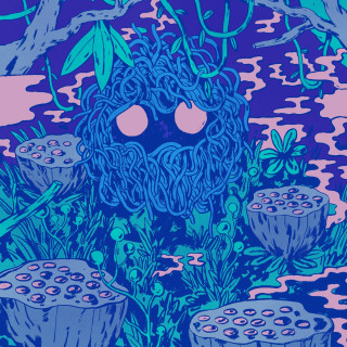 Blue pink strange creature plants - biopunk free wallpaper for tablet